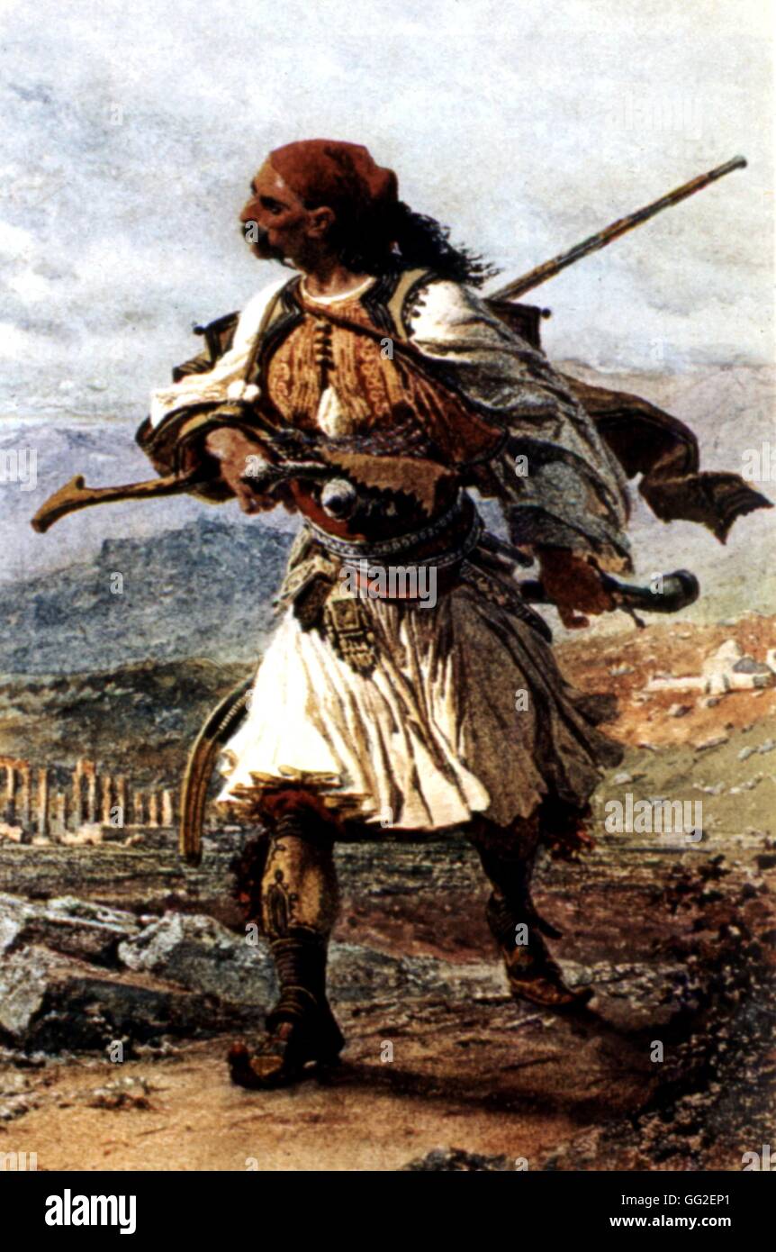 Ein "Armatol", Soldat für griechische Unabhängigkeit 19. Jahrhundert Griechenland Stockfoto