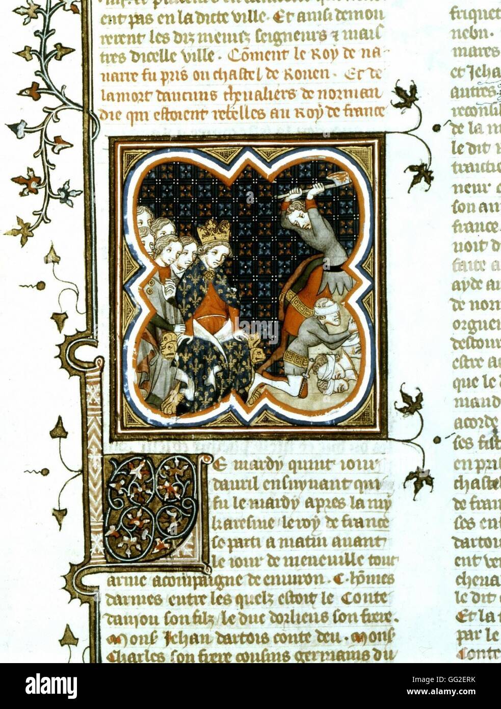 Große Chronik von Frankreich. Ausführung von Norman Lords (5 April 1356). König John ist auf der linken Seite. 15. C Frankreich Paris. Bibliothèque Nationale Stockfoto