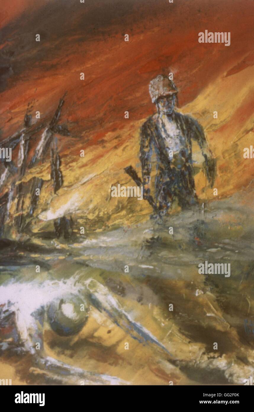 Gemälde von Robert B. Rieg. "Angriff nach einem Vietcong" 1965 Vietnamkrieg US-Armee Stockfoto