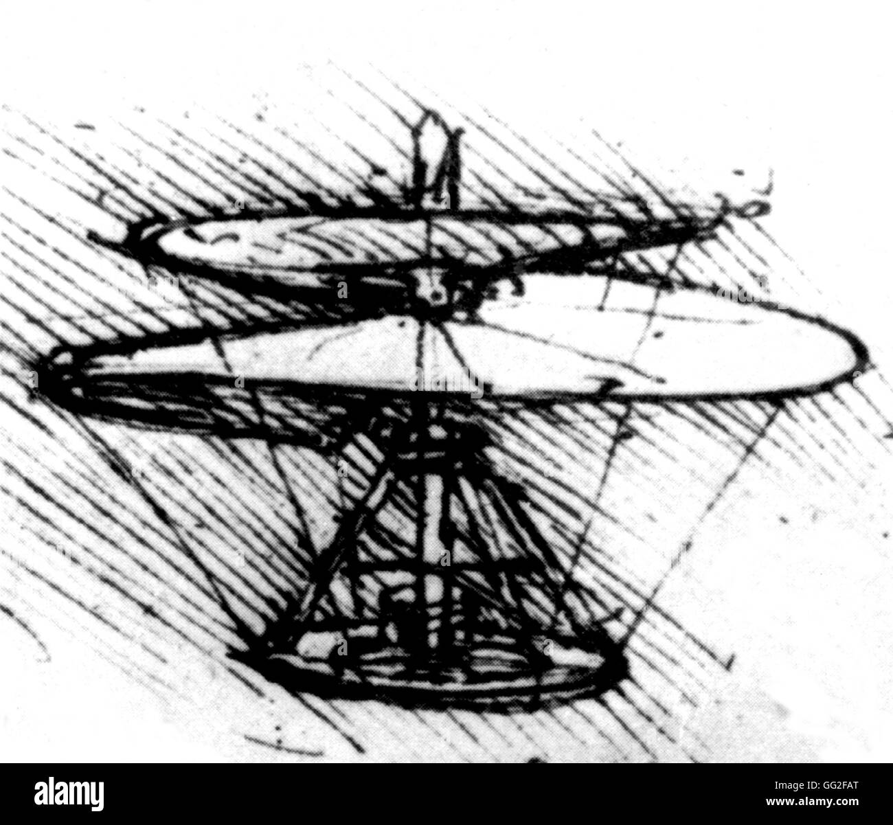 Zeichnung eines Hubschraubers 1452-1519 Leonardo da Vinci Stockfoto