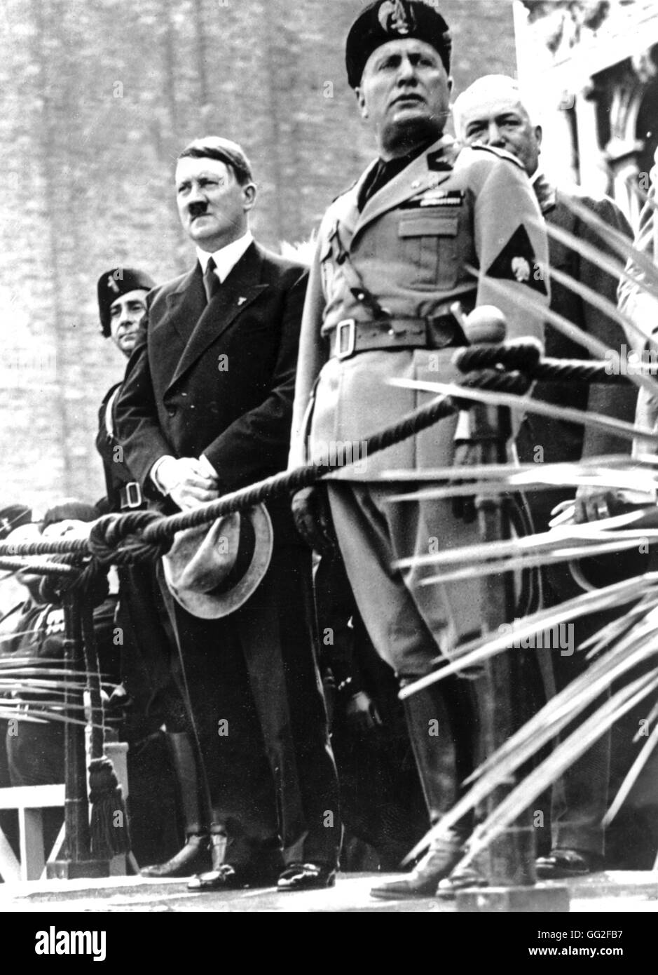 Hitlers Besuch in Italien. Hitler und Mussolini in Venedig 1934 Italien Stockfoto