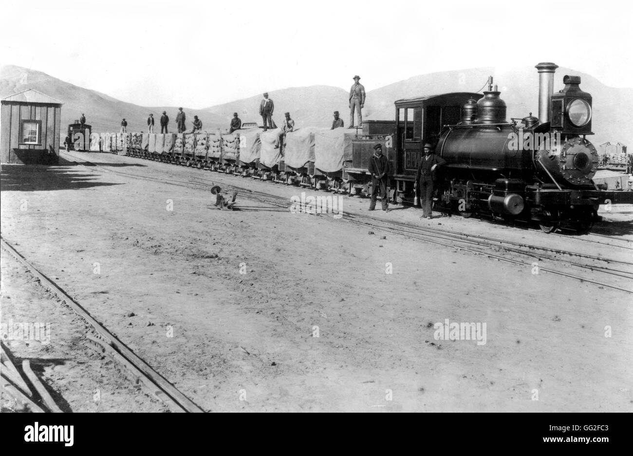 Eisenbahn aus den Minen und überqueren die Wüste von Chile bis zum Meer Anfang des 20. Jahrhunderts Washington. Library of Congress Stockfoto