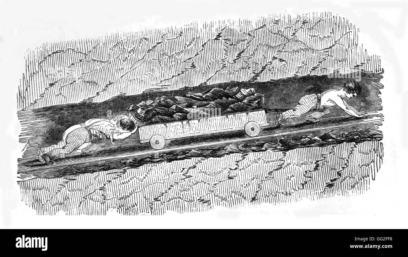 Kinderarbeit in den Kohlengruben. In "Le Magasin Pittoresque" 1842 England Stockfoto
