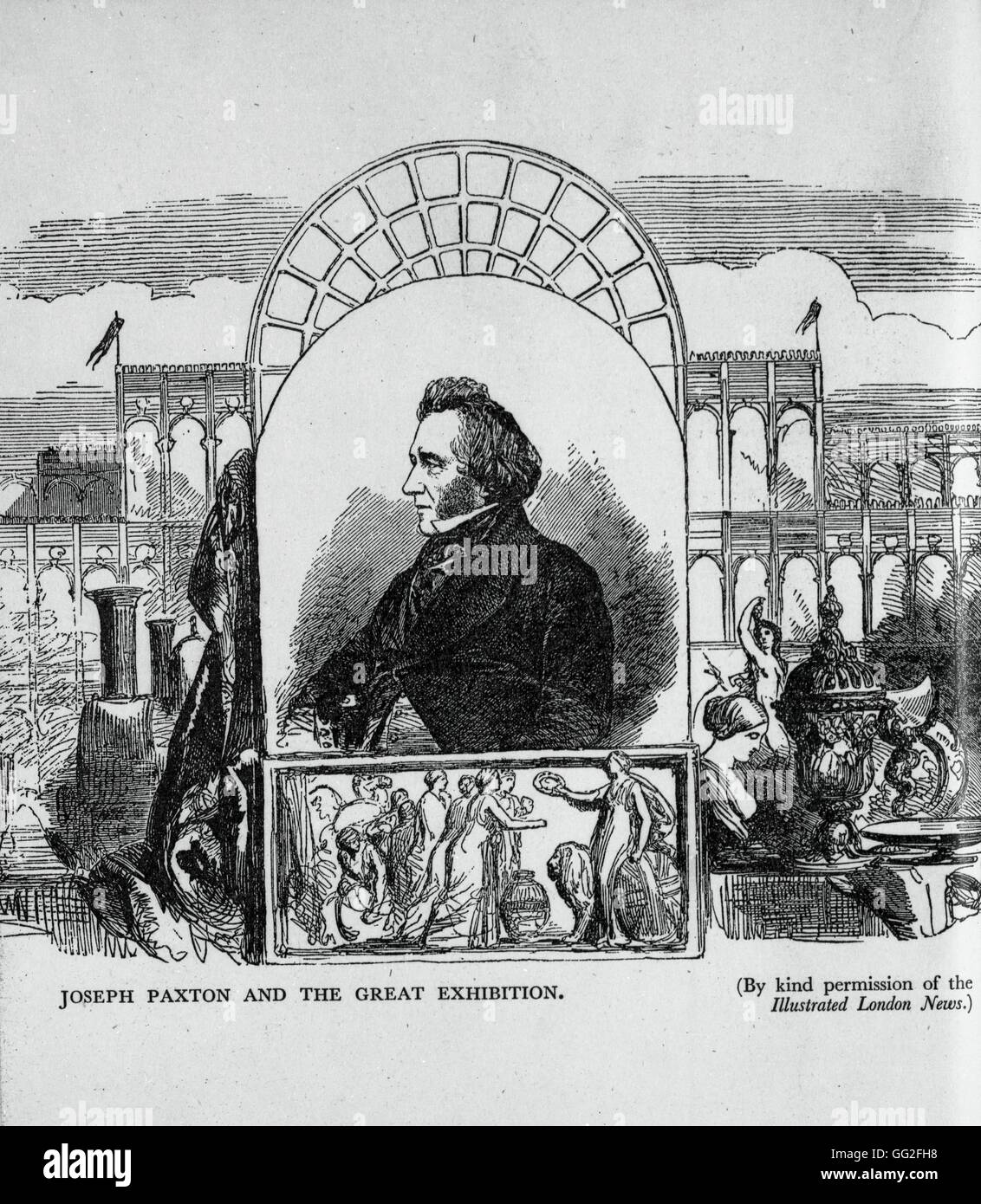 Joseph Paxton, Architekt des Crystal Palace Künstlers des Gravierens unbekannt Published in The Illustrated London News, 3. Mai 1851 Stockfoto