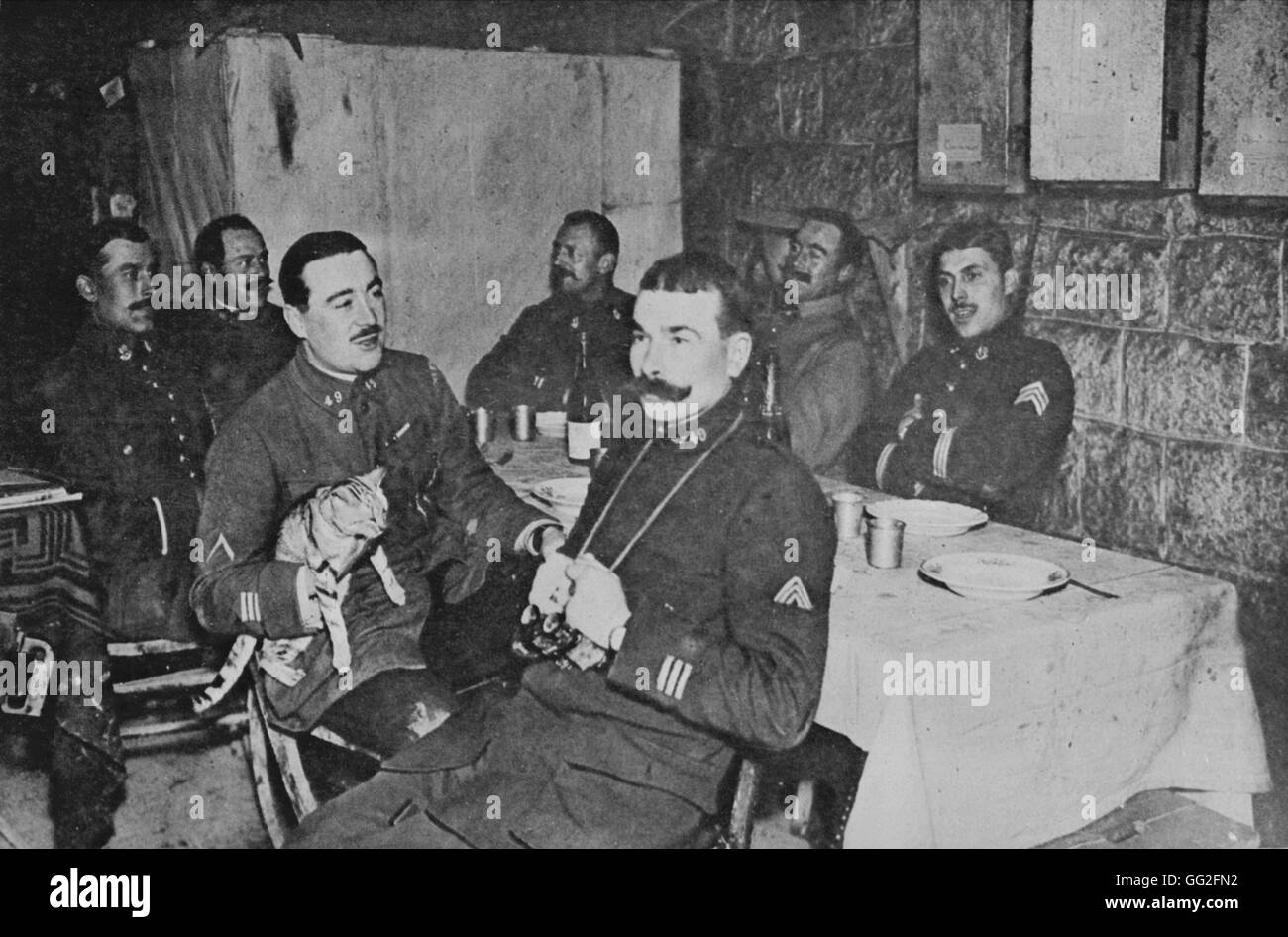 Première Guerre Mondiale, 1916. Heiligabend in den Bunkern des Fort Douaumont. Stockfoto