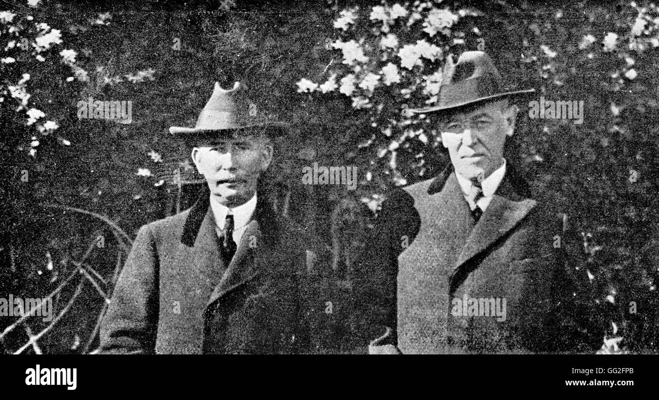 Ersten Weltkrieg. Präsident Wilson und seinem Freund und Berater, Oberst House. Stockfoto