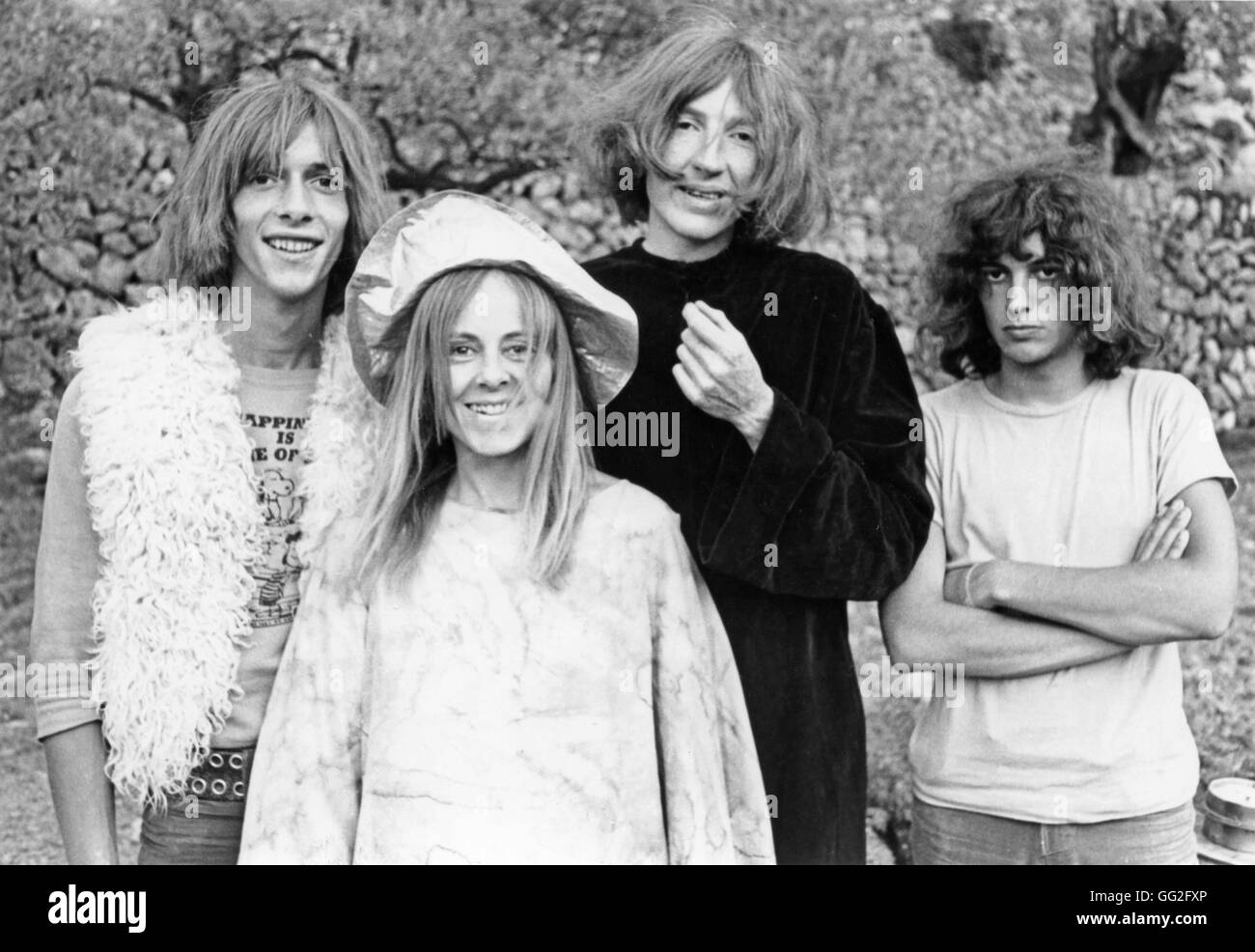 Banana Moon Band, psychedelic-Rock-Band. Daevid Allen, Gilli Smyth, Marc Blanc, Patrick Fontaine Deià (Deya), Balearen, 1968 Stockfoto