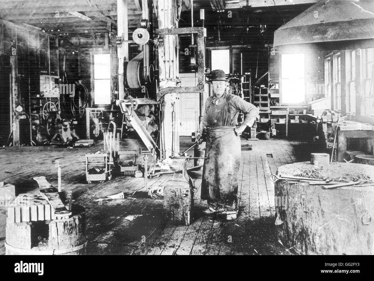 Amerikanische Schmiede Workshop 1900 Stockfoto