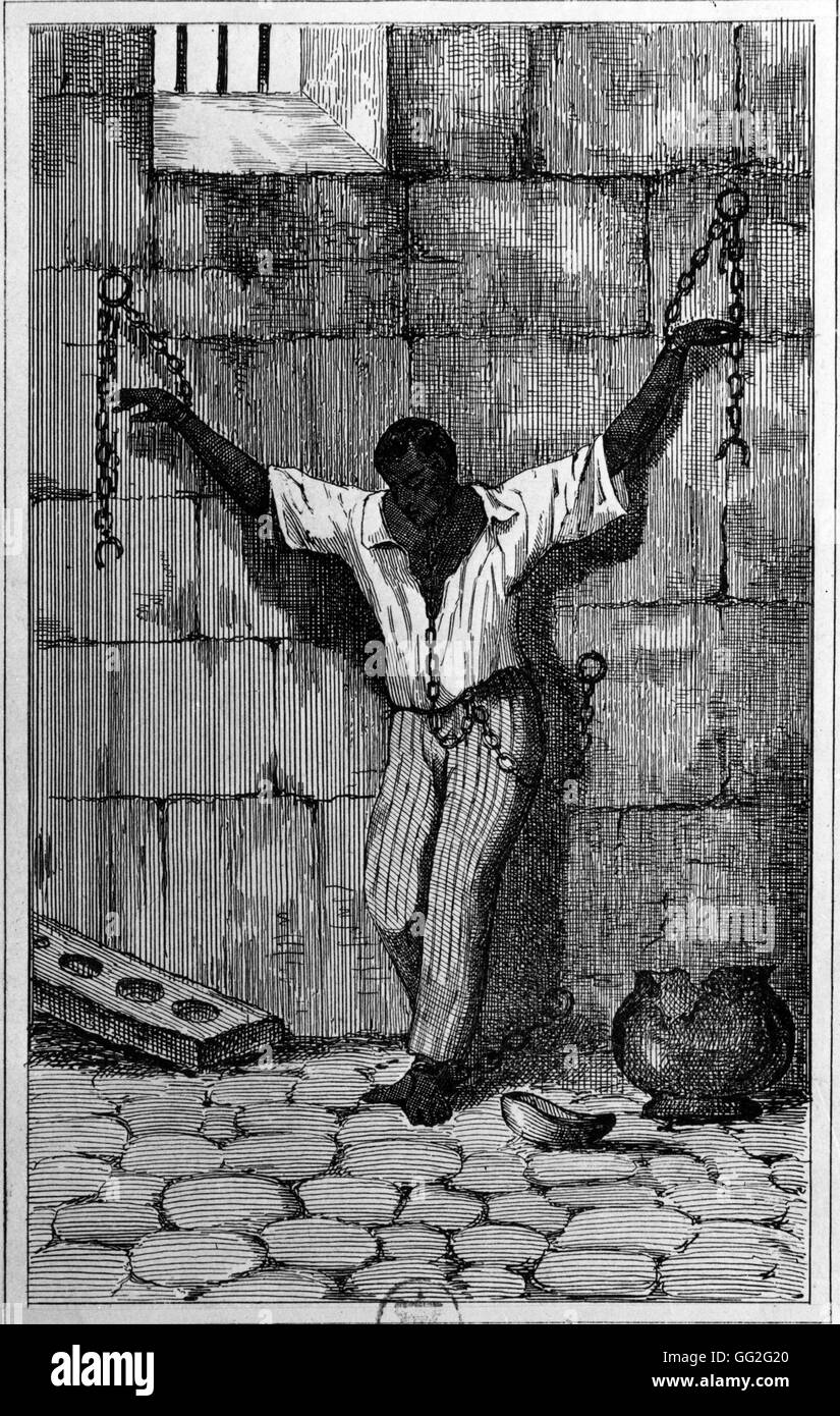 Gereizten Slave am Île Bourbon (heute La Réunion) unter der Julimonarchie inhaftiert. 1844 Stockfoto