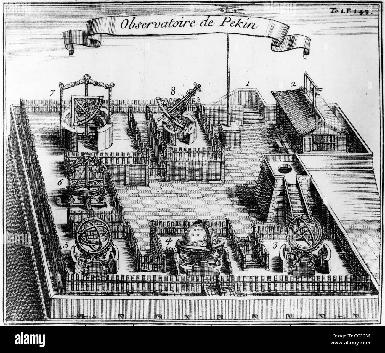 Das Observatorium in Peking im Jahre 1696 Gravur Paris, Bibliothèque Nationale de France Stockfoto