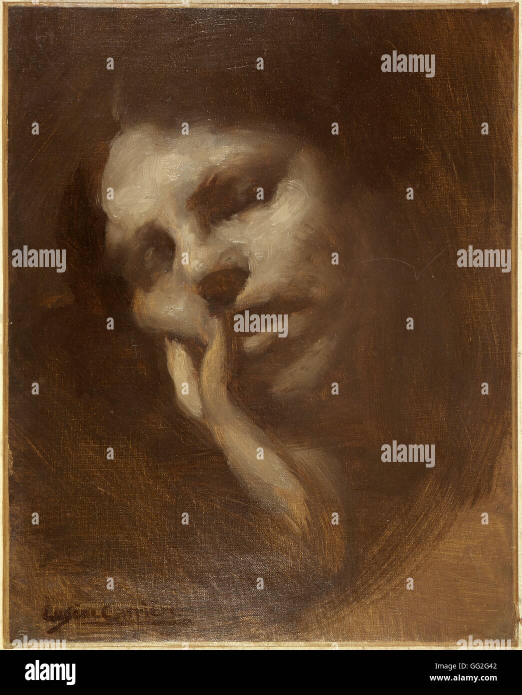 Eugène Carrière Französisch Schule Meditation ich 19. Jahrhundert Öl auf Leinwand (40,5 x 32,5 cm) Privatsammlung Stockfoto