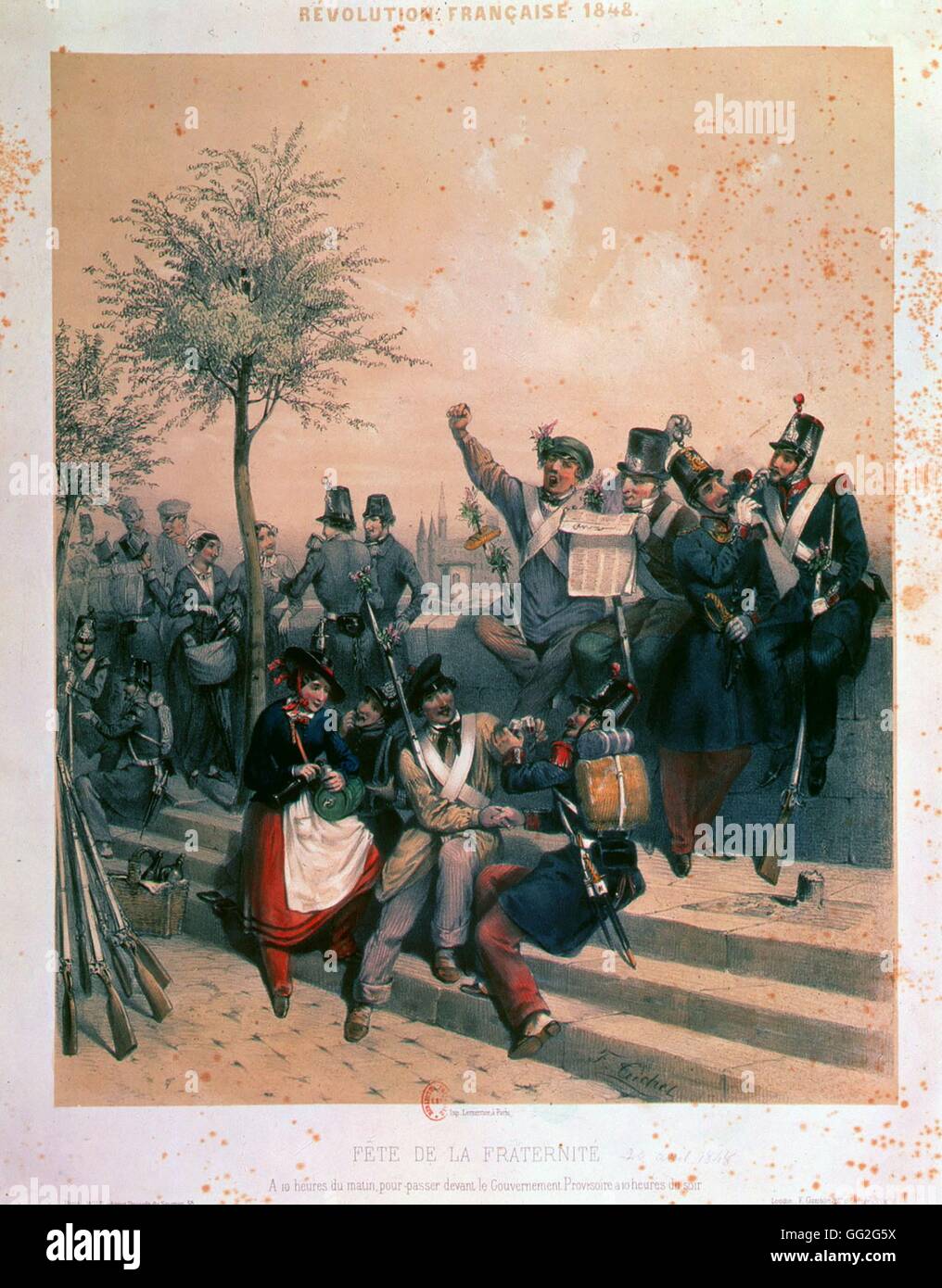 Anonyme französische Schule Feier der Bruderschaft 1848 Gravur Paris, Bibliothèque Nationale de France Stockfoto