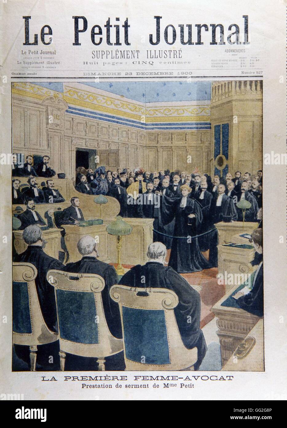 Die erste Französin zu einem Anwalt Zoll "Le Petit Journal" n ° 527. 23. Dezember 1900 Stockfoto