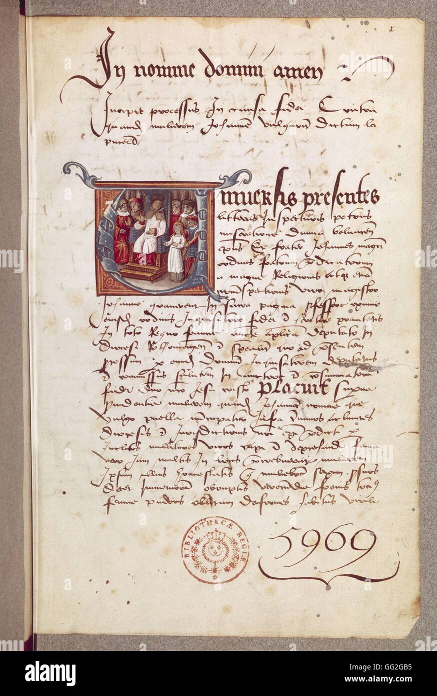 Der Prozess der Jeanne d ' Arc. Buchmalerei. 14. Jahrhundert Paris, Bibliothèque Nationale de France Stockfoto