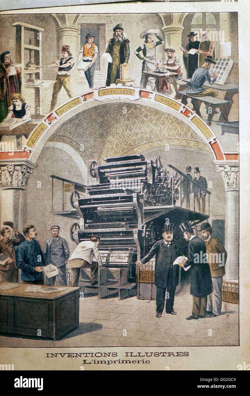 Marinoni des rotierenden Druckmaschine, erfunden im Jahre 1866 in "Le Petit Journal" 2. Juni 1901 Stockfoto