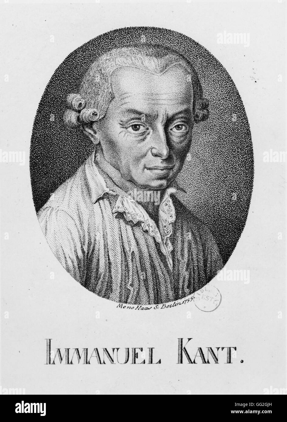 Meno Haas Deutschschule Porträt der deutsche Philosoph Emmanuel Kant 1799 Gravur Stockfoto