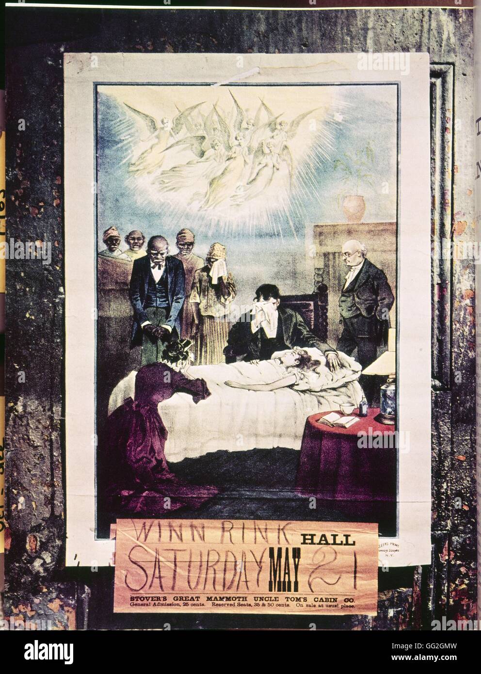 Theater-Plakat für Onkel Toms Hütte von Harriet Beecher Stowe: Eva St. Clare's Tod. 1898 von A.S.Seer, NY gedruckt. Stockfoto
