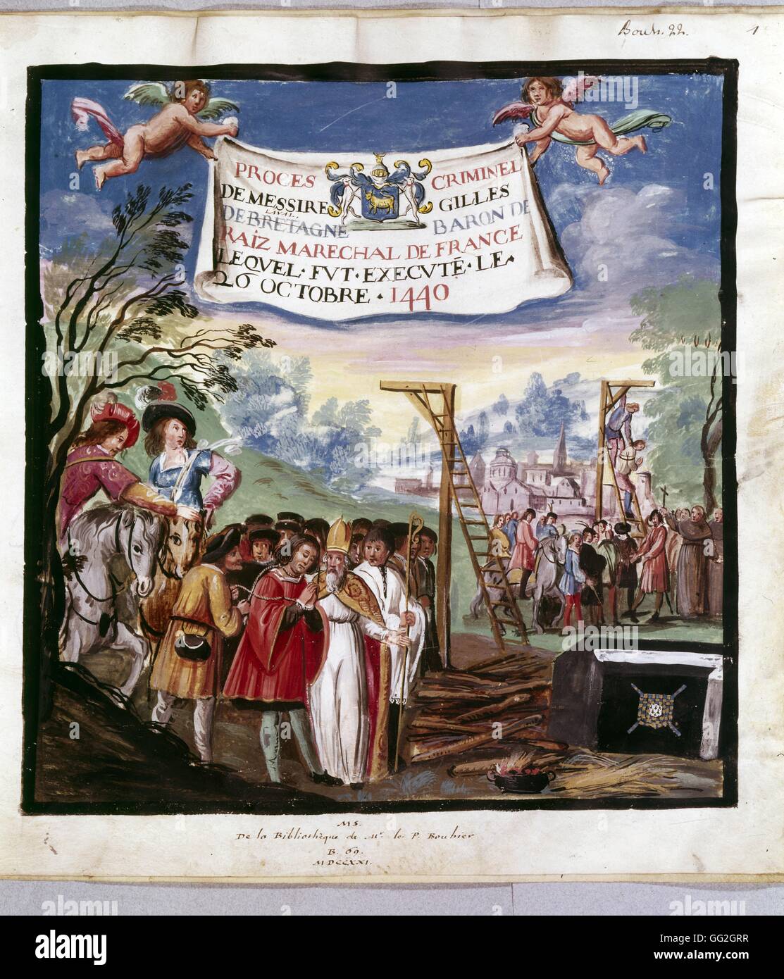 Hinrichtung von Gilles de Rais am 26 Oktober 1440 1530 Paris, Bibliothèque Nationale de France Stockfoto