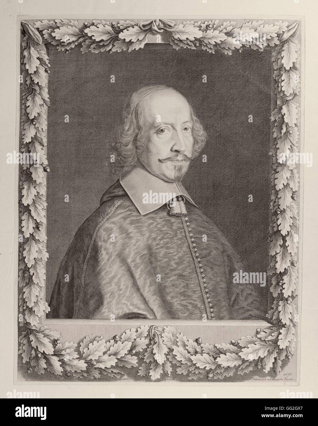Jules Mazarin (1602-1661), bekannt unter dem Namen Kardinal Mazarin, Politiker und Diplomat in erster Linie an den Papst, und später der Könige von Frankreich. Richelieus Nachfolger. 1656 Gravur Stockfoto