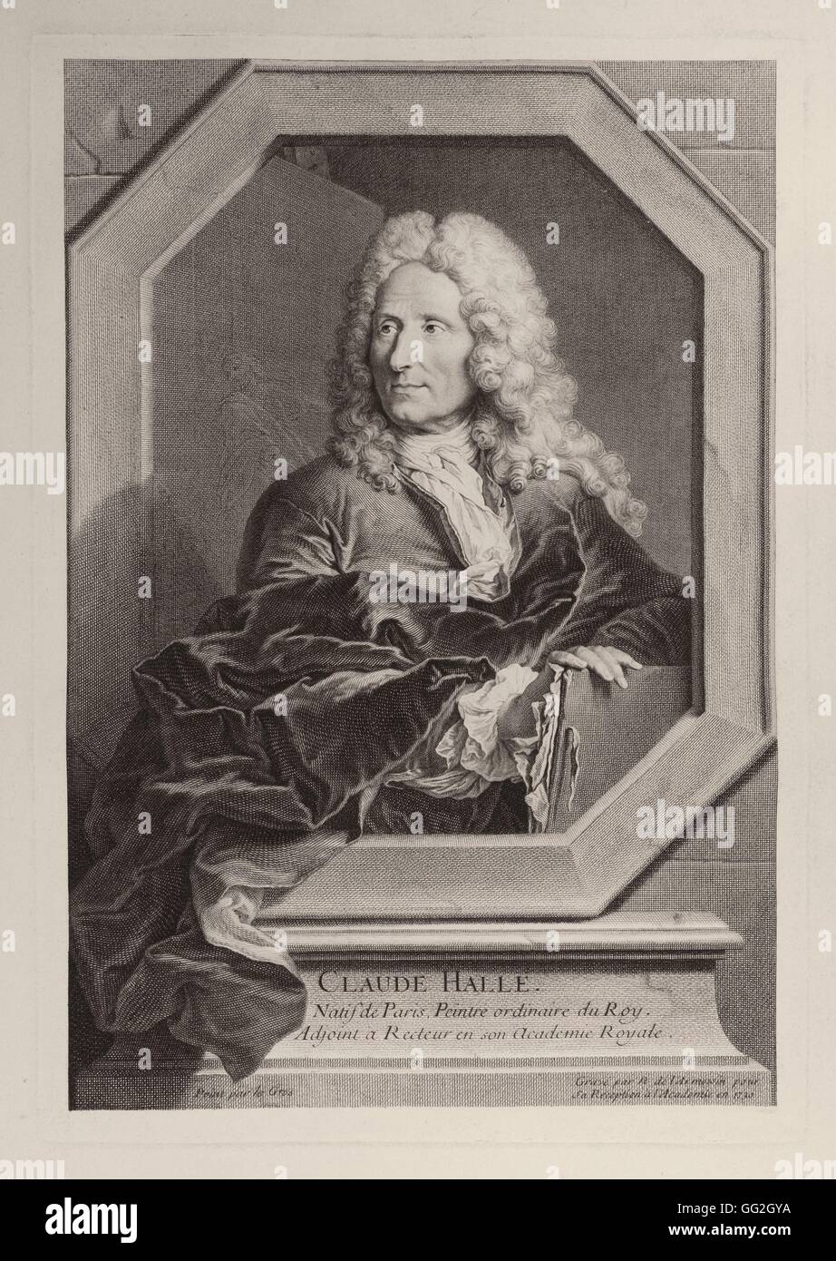 Nicolas Larmessin III, (nach) Jean Legros French Schule Claude Hallé (1652-1736), französischer Maler und Grafiker geätzte Gravur 1730 Stockfoto