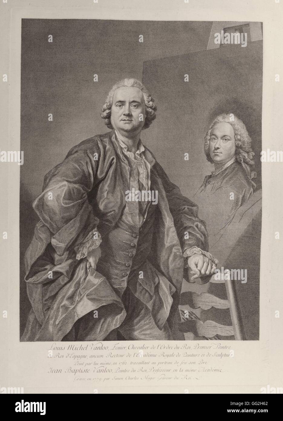 Louis Michel Van Loo, (1707-1771), französischer Maler, Malerei ein Porträt seines Vaters Stockfoto