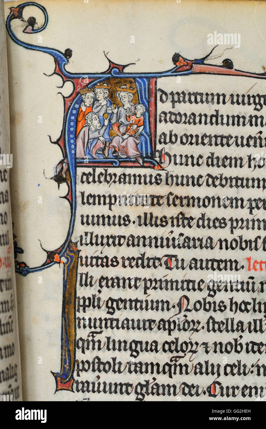 Die weisen Männer Brevier von Paris, folio 112 Anfang des 14. Jahrhunderts Manuskript Pergament Stockfoto