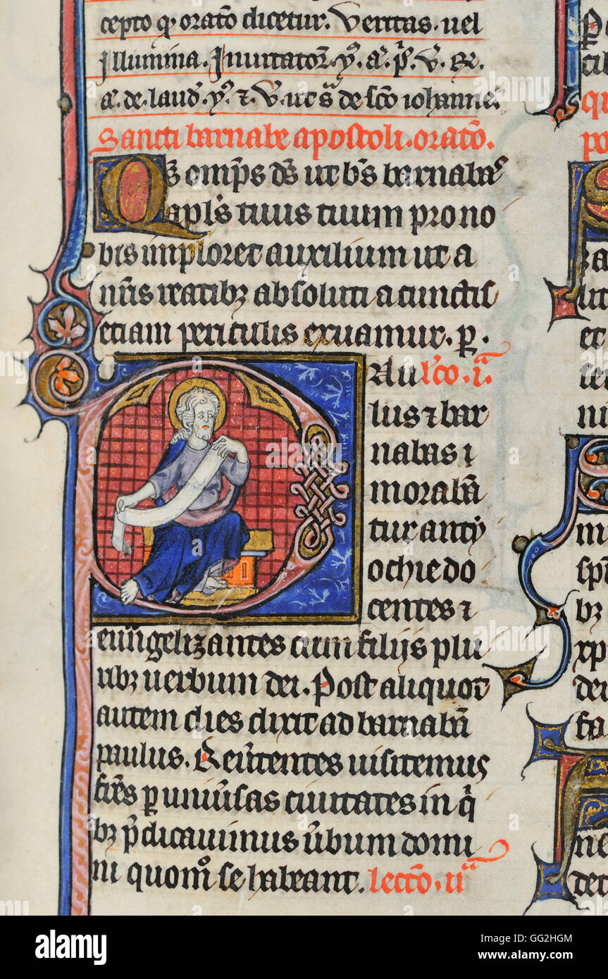 St. Barnabas Breviary für Paris, folio 337 Anfang des 14. Jahrhunderts Pergament Stockfoto