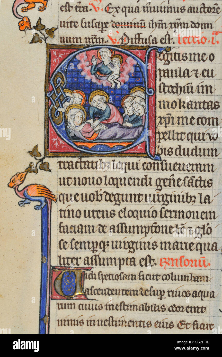 Der Tod der Jungfrau-Brevier für Paris, folio 374 Anfang des 14. Jahrhunderts Manuskript Pergament Stockfoto