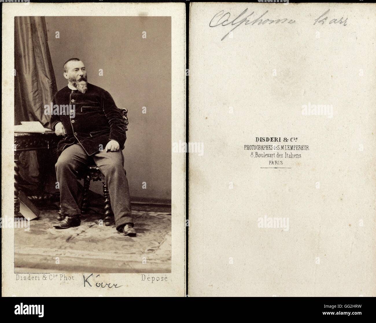 Alphonse Karr (1808-1890), französischer Schriftsteller und Journalist Foto von André Alphonse Eugène Disdéri, aufgenommen zwischen 1857 und 1865 Größe: Visitenkarte Stockfoto