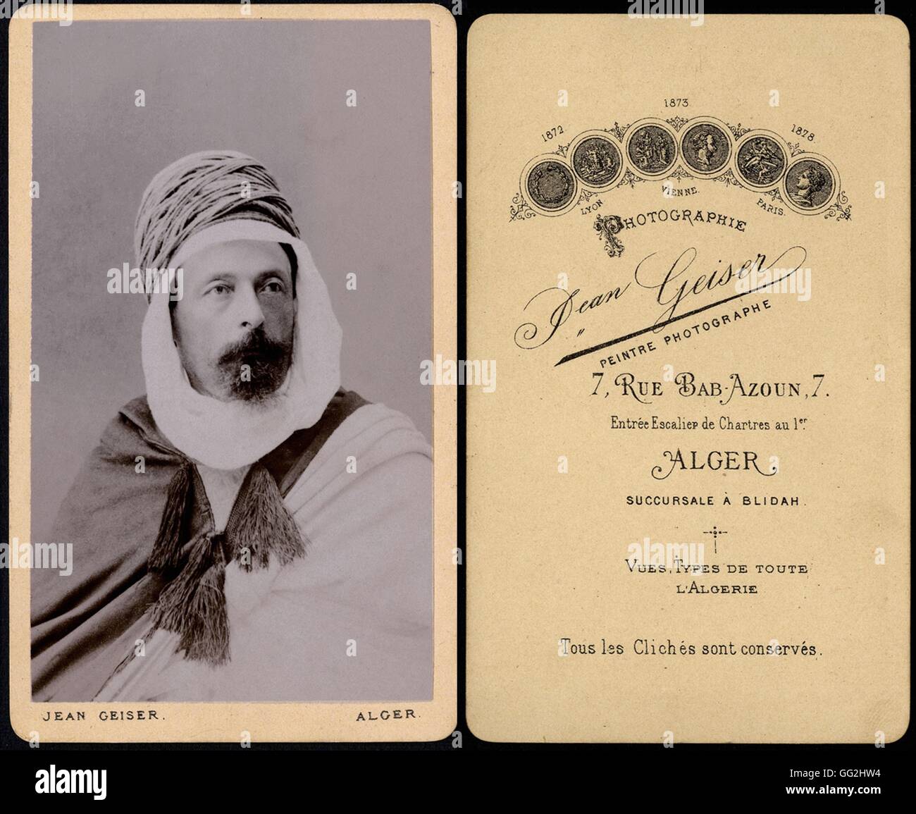 Portrait von Pierre Loti (1850-1923), französischer Schriftsteller und Marineoffizier Foto von Jean Geiser, Fotograf in Algier Größe: Visitenkarte Stockfoto