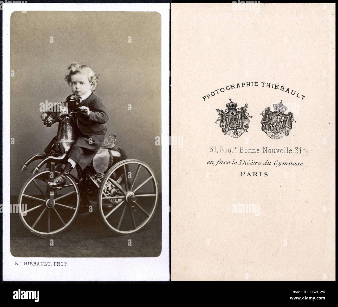 Kaiserlicher Prinz Louis Napoléon Eugène Jean Joseph Bonaparte (1856-1879), Sohn von Napoléon III und Eugenie de Montijo Foto von Thiébaut Größe: Visitenkarte Stockfoto