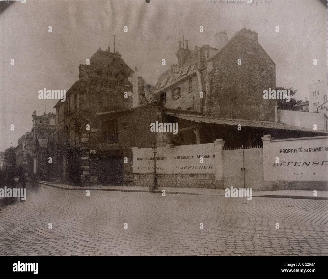 Eugène Atget Häuser 4-6-8 Rue du Grenier Saint-Lazare im 3. Arrondissement in Paris. Blick von der Rue Beaubourg. 1908-Eiweiss drucken nach Glasplatte negative Privatsammlung Stockfoto