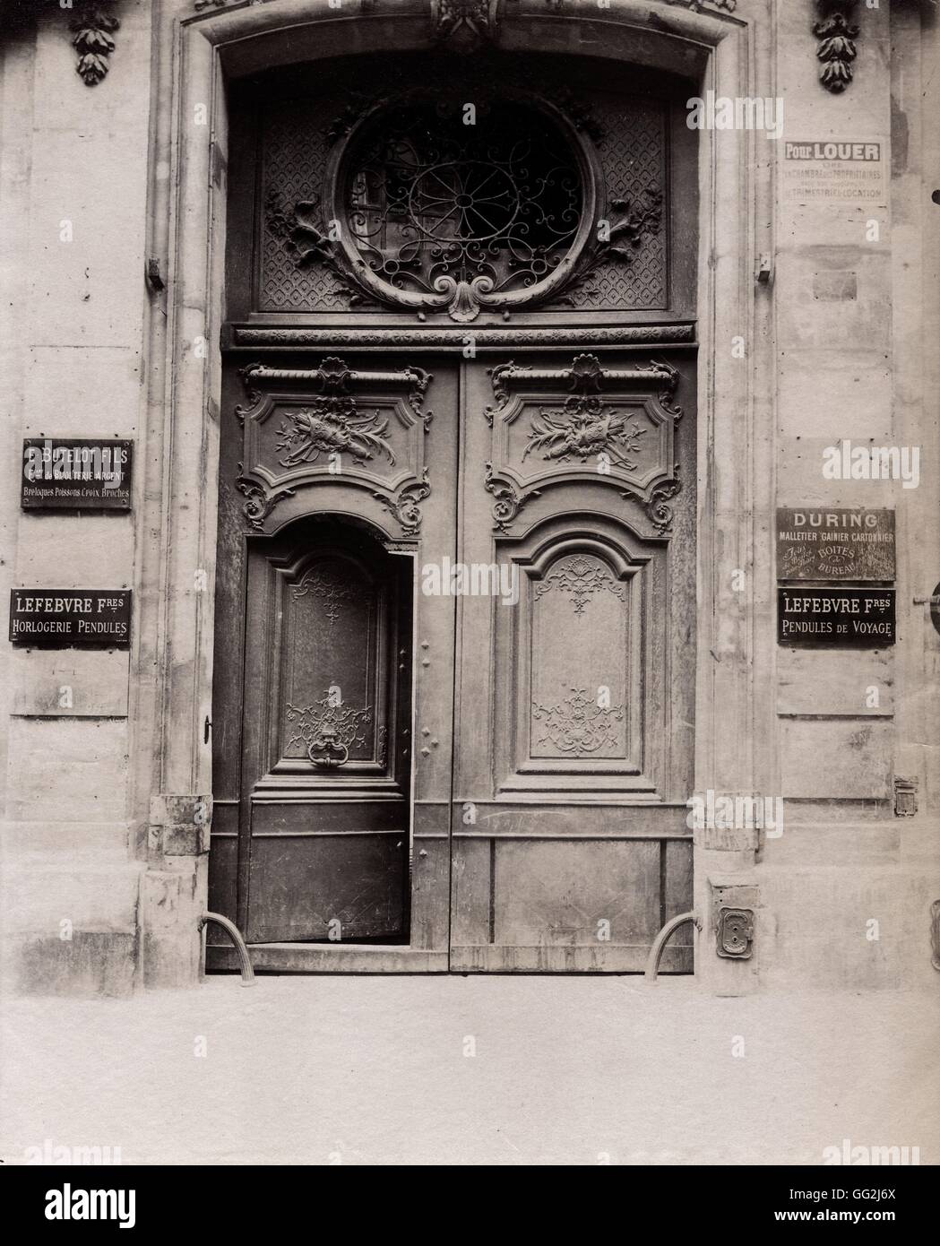 Eugène Atget Hôtel Bergeret 3,5 Rue Béranger befindet sich im 3. Arrondissement in Paris c.1900 Albumen print, nach Glasplatte negativen (21,8 x 17,6 cm) Private Sammlung Stockfoto