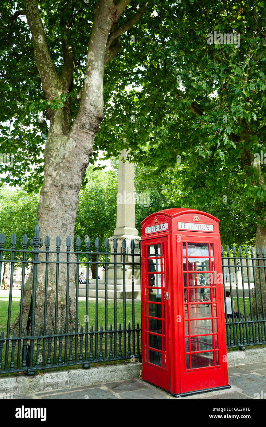 Rote Telefonzelle in Greenwich, London Stockfoto