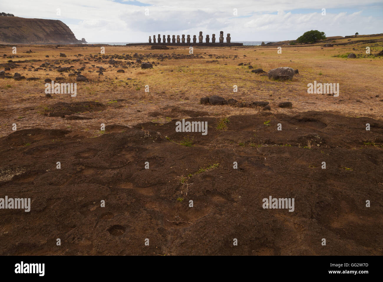 Ahu Tongariki Stockfoto