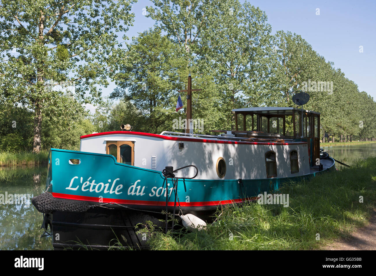 Hausboot, Saint-Jean-de-Losne, Burgund-Kanal, Frankreich Stockfoto