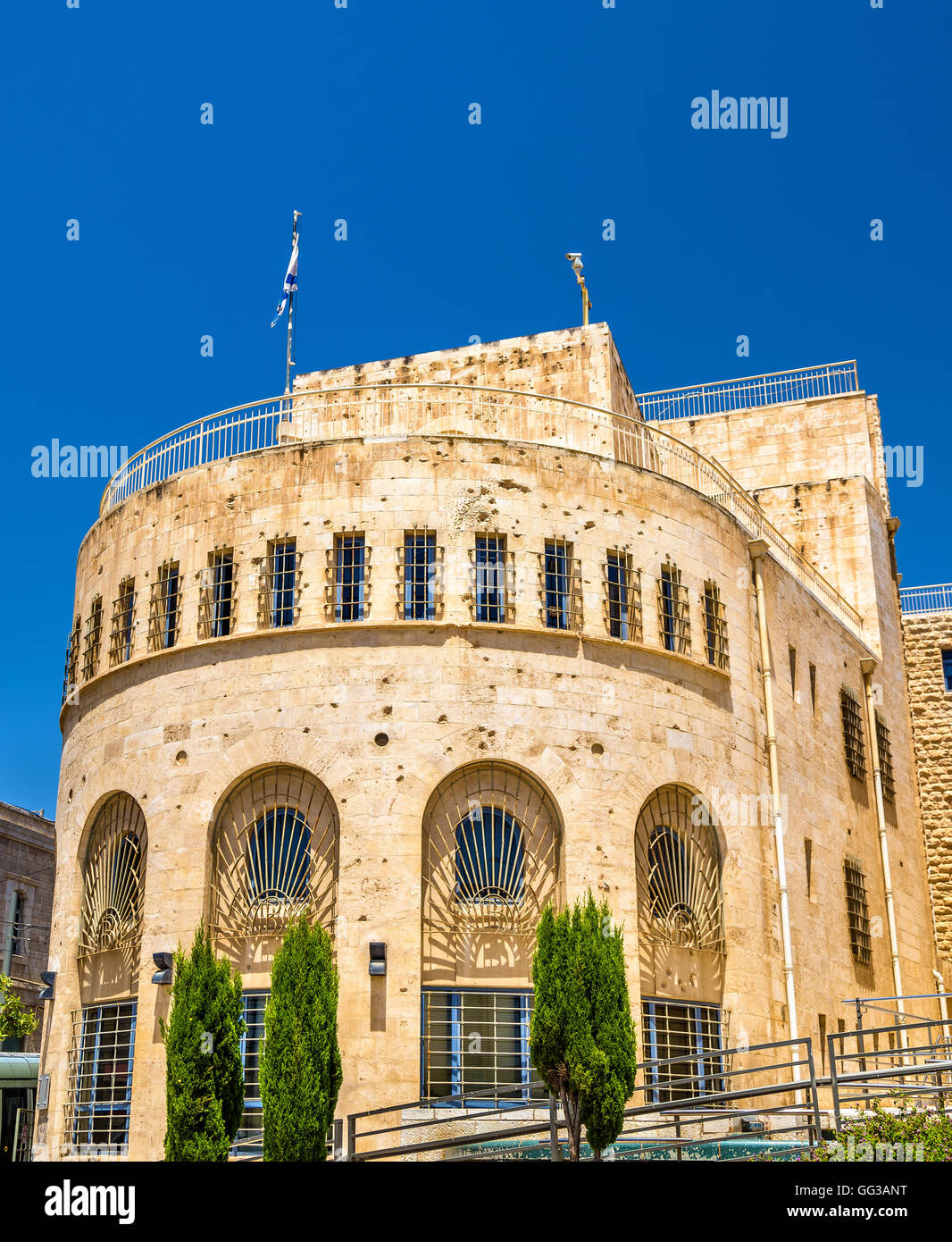 Jerusalem historischen Rathaus mit Pockennarben von Feindseligkeiten Stockfoto