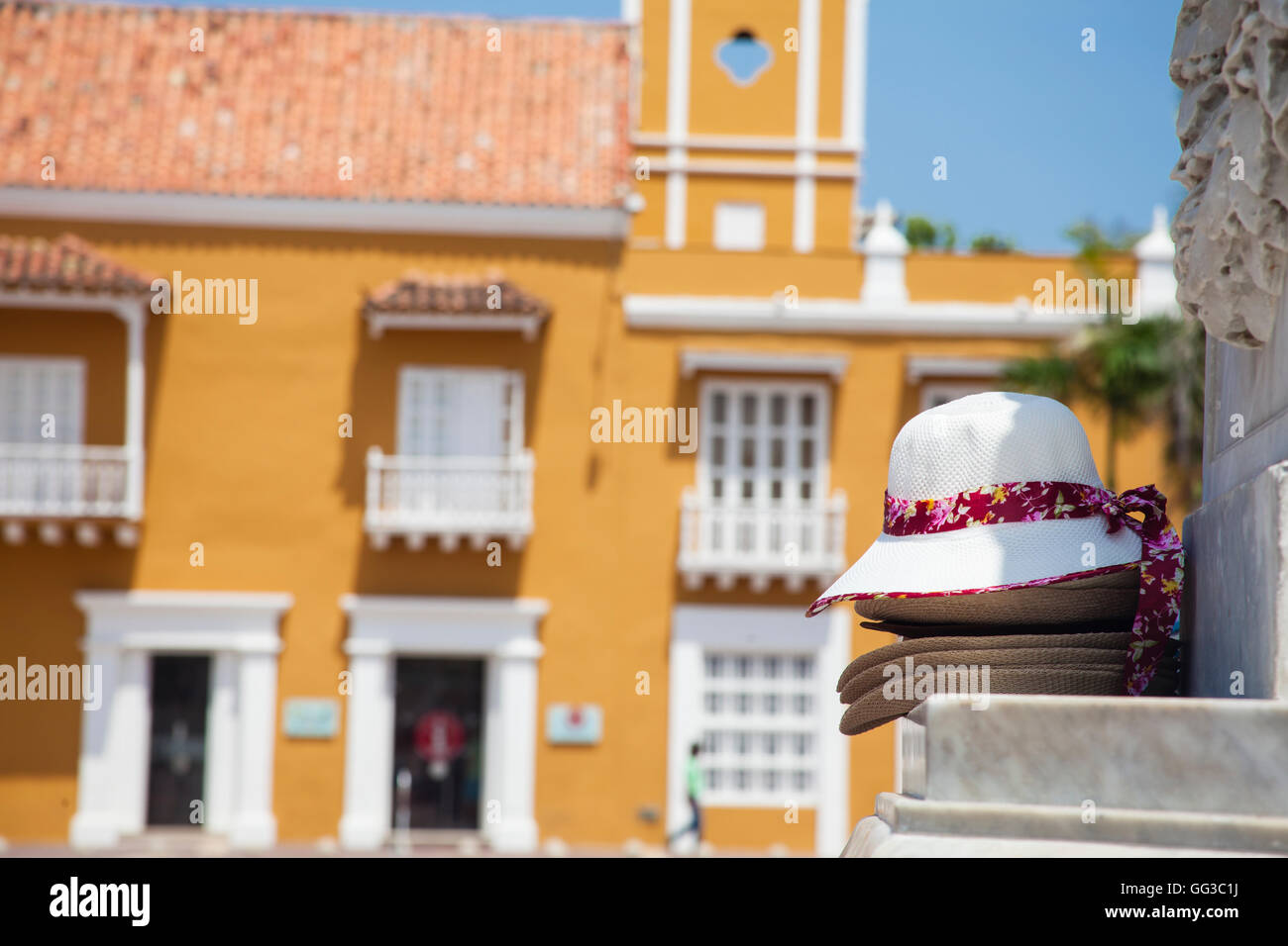 Hüte-Straße auf dem Brauch Platz in Cartagena de Indias zu verkaufen Stockfoto