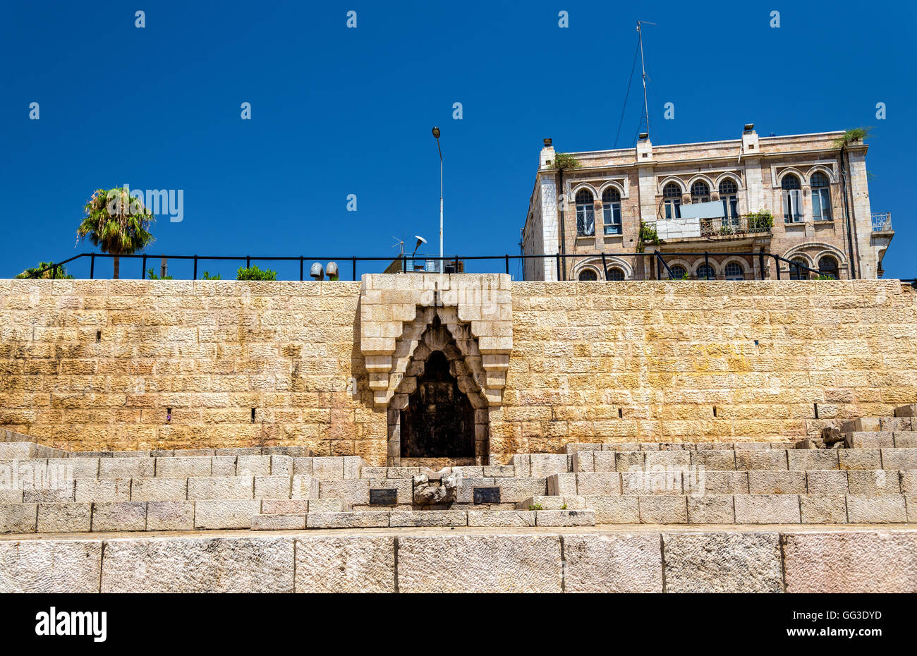 Stadtmauer von Jerusalem in Damaskus-Tor Stockfoto