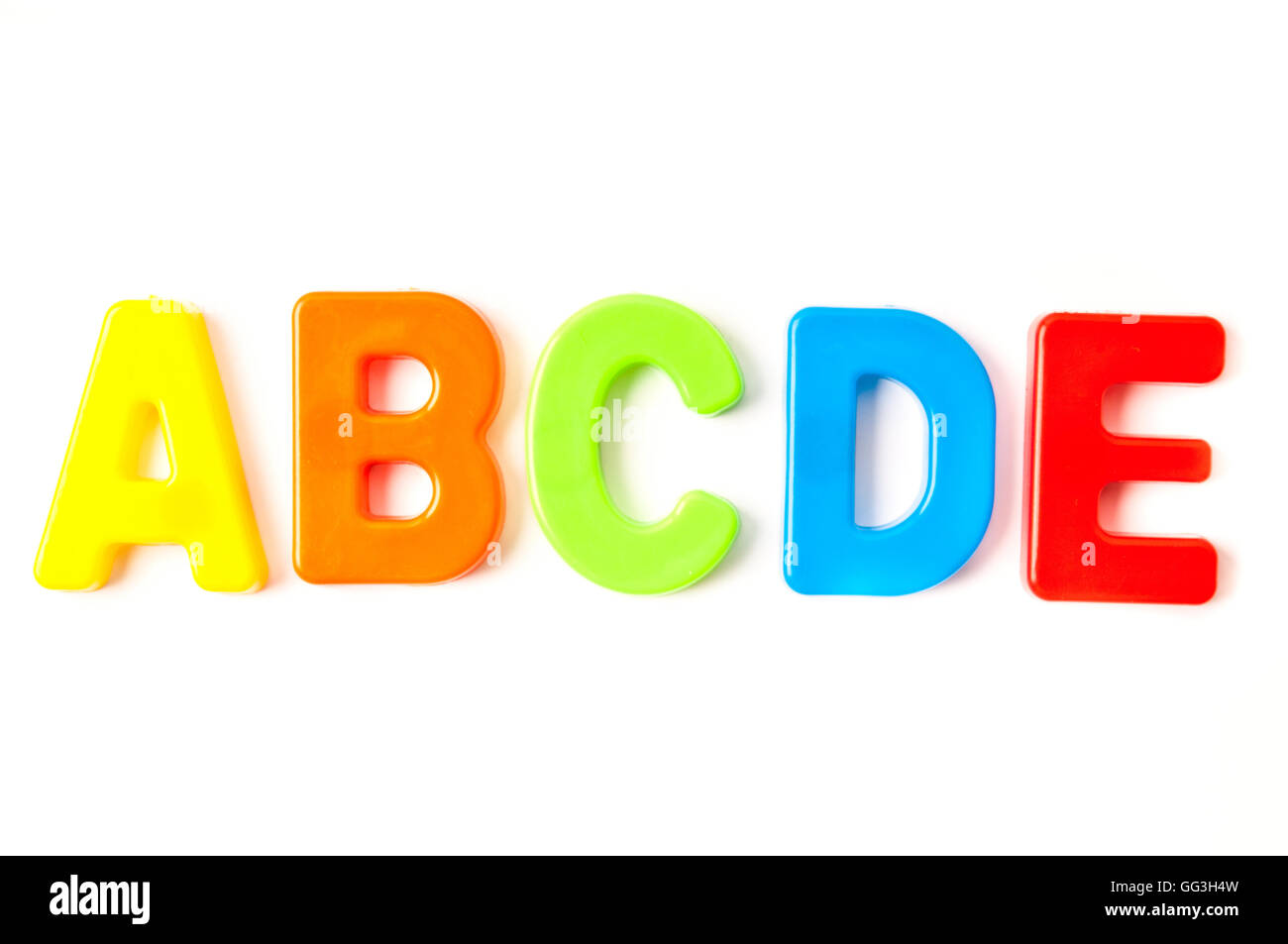 bunte Kunststoff Alphabet Buchstaben Stockfoto
