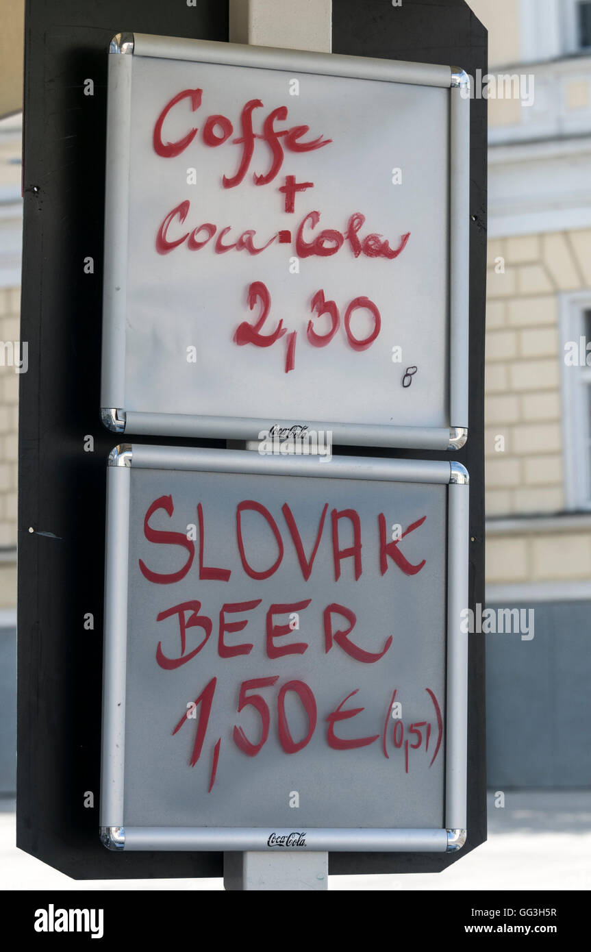 Slowakisches Bier und Kaffee in Bratislava, Slowakei Stockfoto
