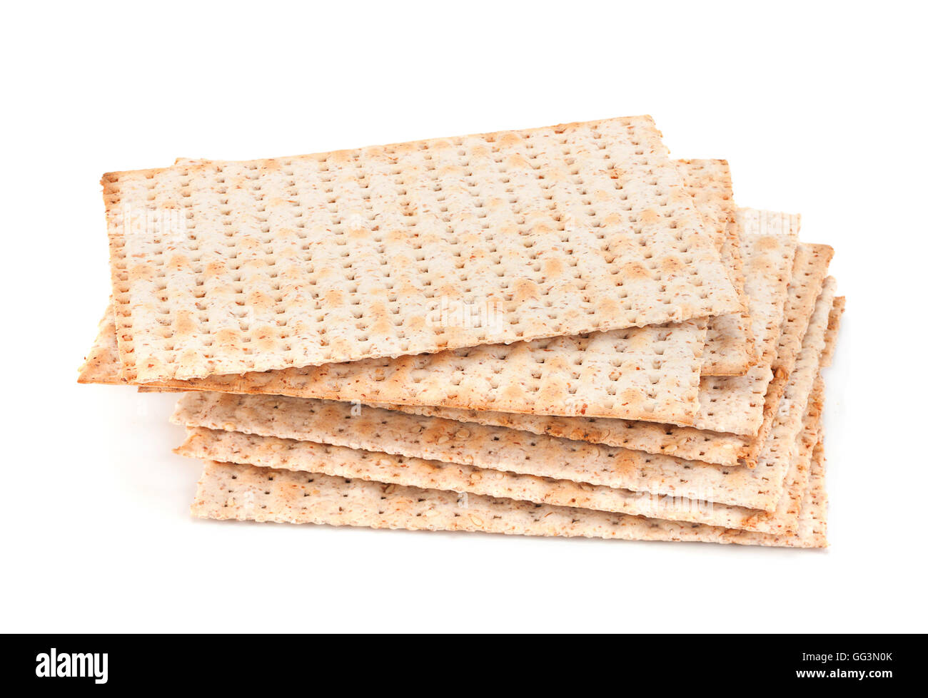 Matzo traditionelle jüdische Brot isoliert auf weiss Stockfoto