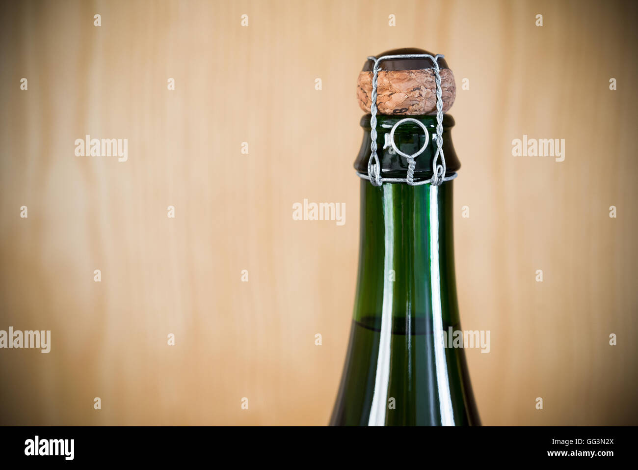 Flasche Sekt ungeöffnete hautnah Stockfoto