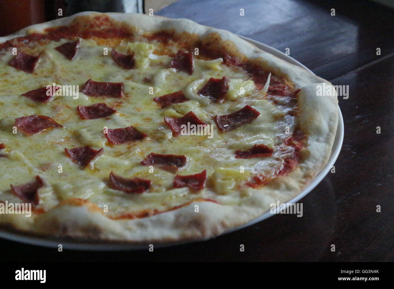 Holzofen Pizza Margherita Stock Bild Stockfoto