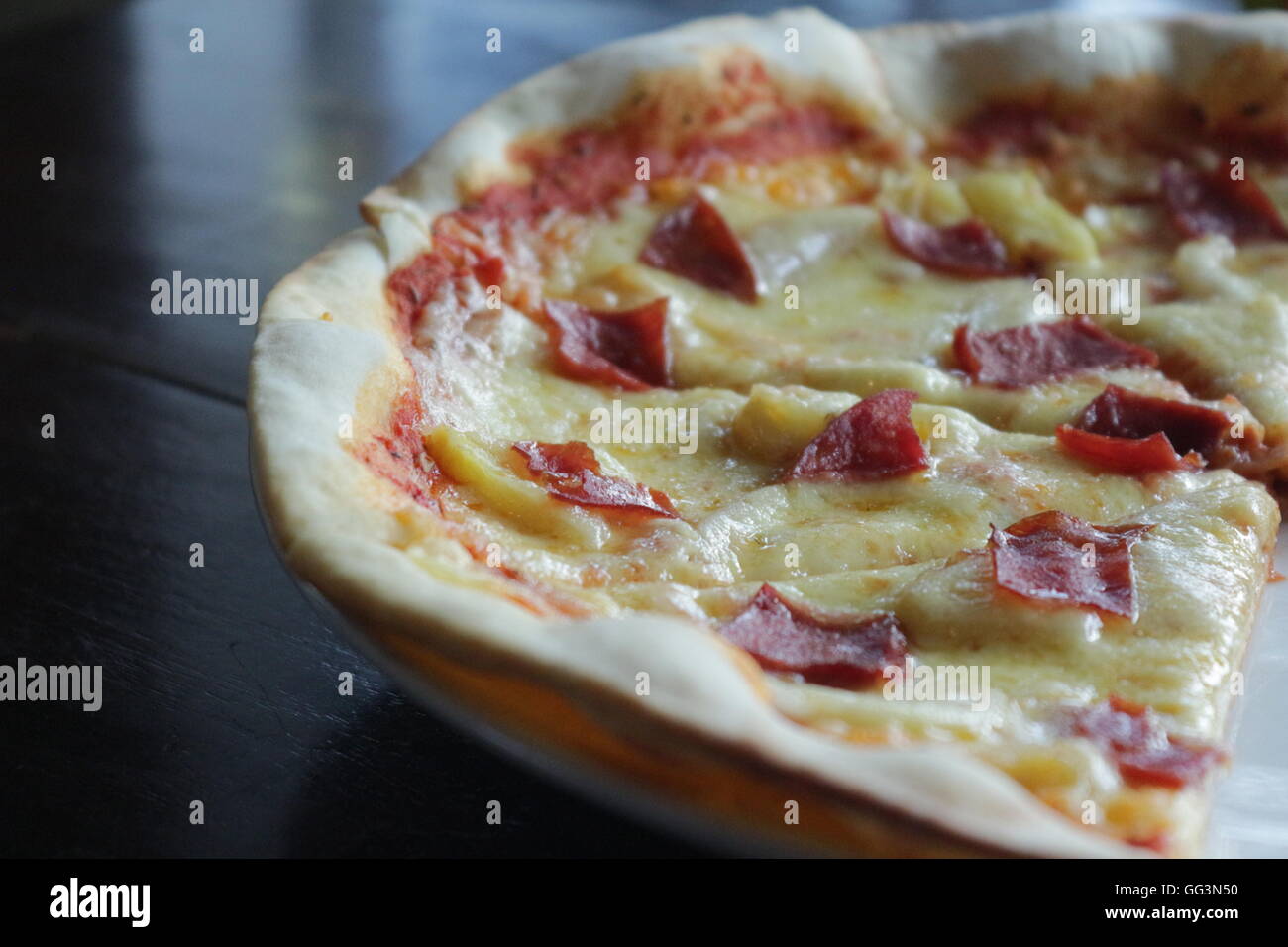 Holzofen Pizza Margherita Stock Bild Stockfoto