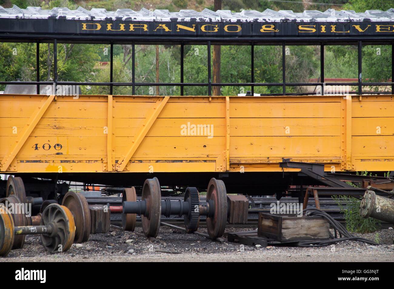 D & SNG RR Train Hof Durango, Colorado Stockfoto