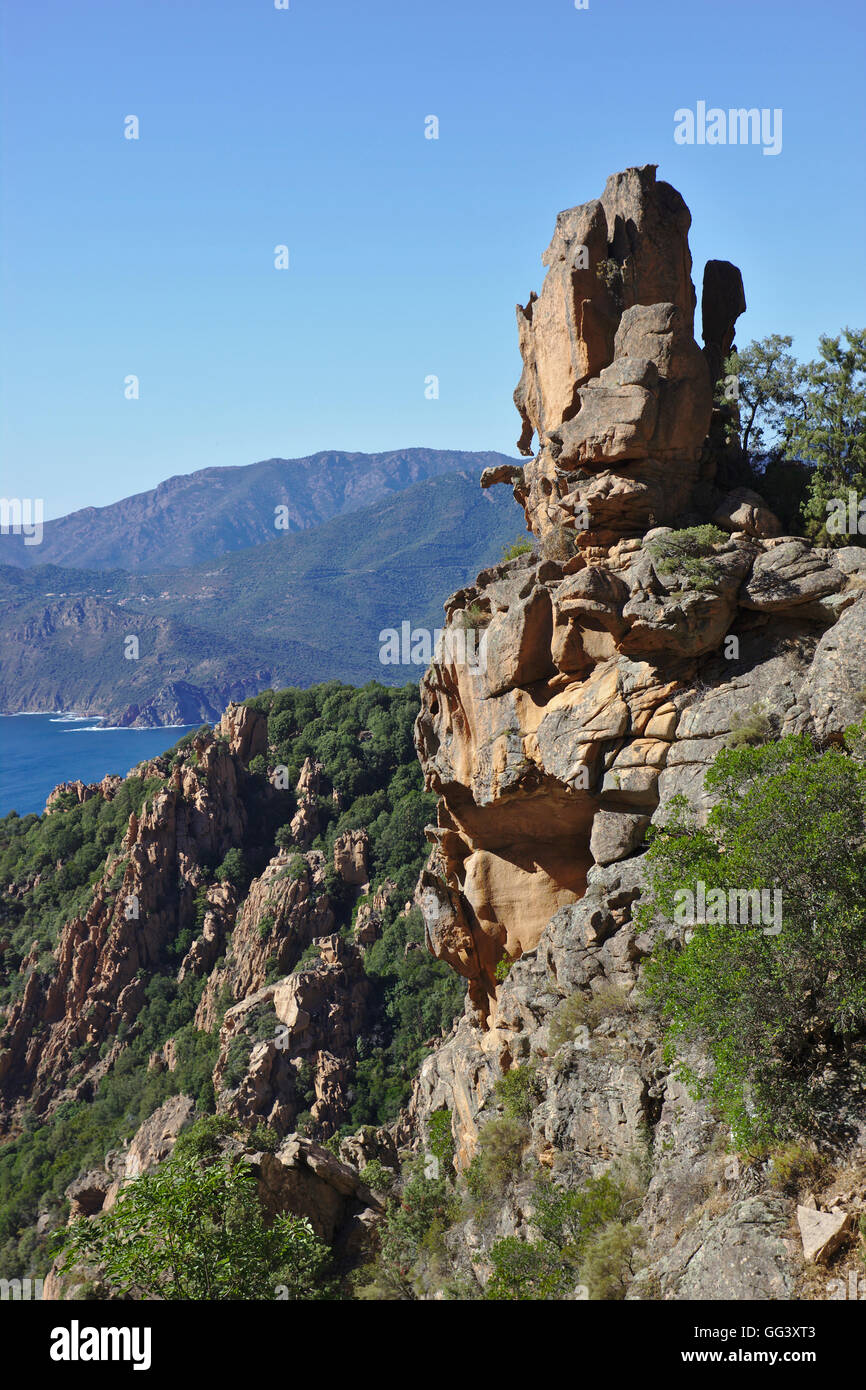 Tafoni Calanche (Calanches de Piana), Frankreich, Corsica Stockfoto