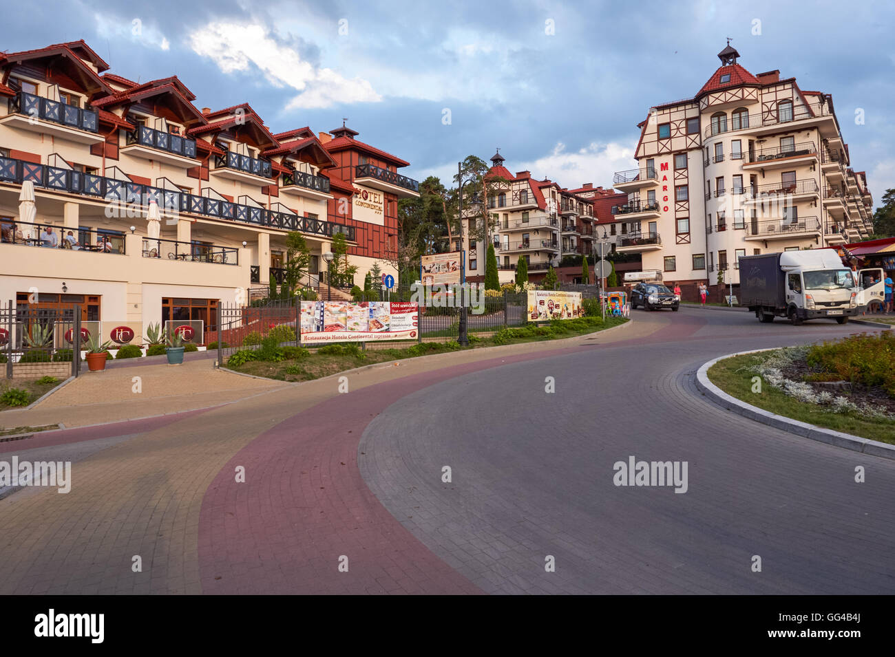 Hotels in Krynica Morska, Polen Stockfoto Hotels in Krynica Morska, Polen Stockfoto