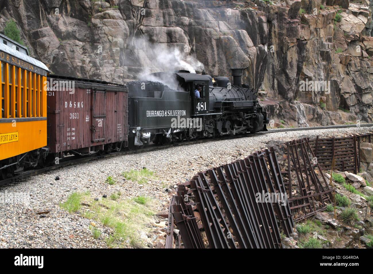 Malerische Durango & Silverton Narrow Gauge Railroad. Stockfoto