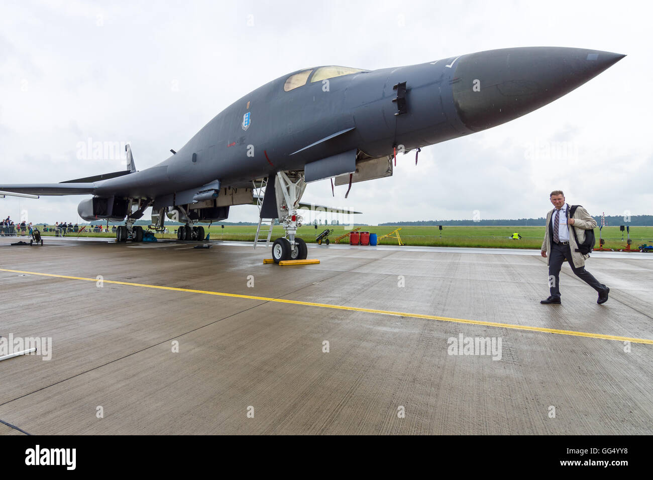 Ein vierstrahliges Überschall Variable-Sweep Flügel, strahlgetriebenen schwere strategische Bomber Rockwell B-1 b Lancer. US Air Force. Stockfoto